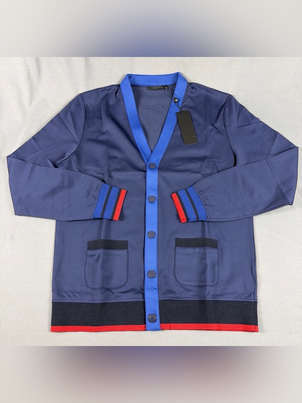 Greyson Sweater Cardigan Sequoia Medium Maltese Blue Nylon Cotton Spandex $268
